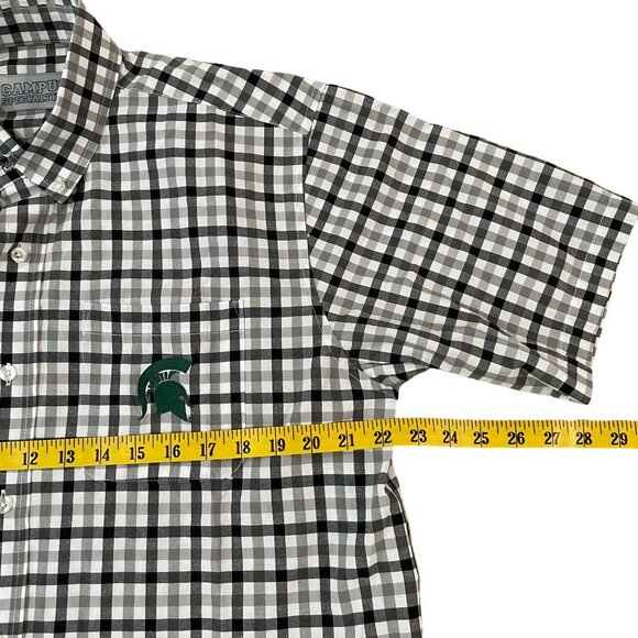 Michigan State Spartans Button Down Shirt Men's Size Large Gray Plaid - Picture 3 of 5